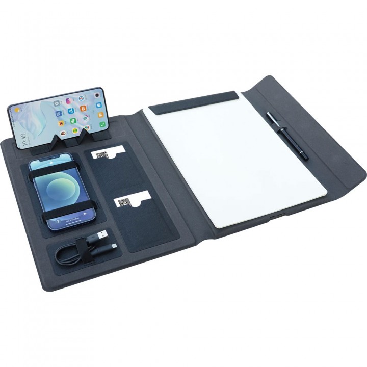 A4 Siyah PU Deri 6000 mAh Powerbank Organizer Not Defteri Seti